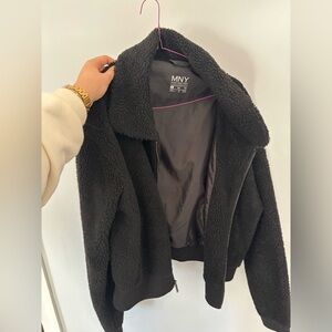 Black Fuzzy Teddy Jacket